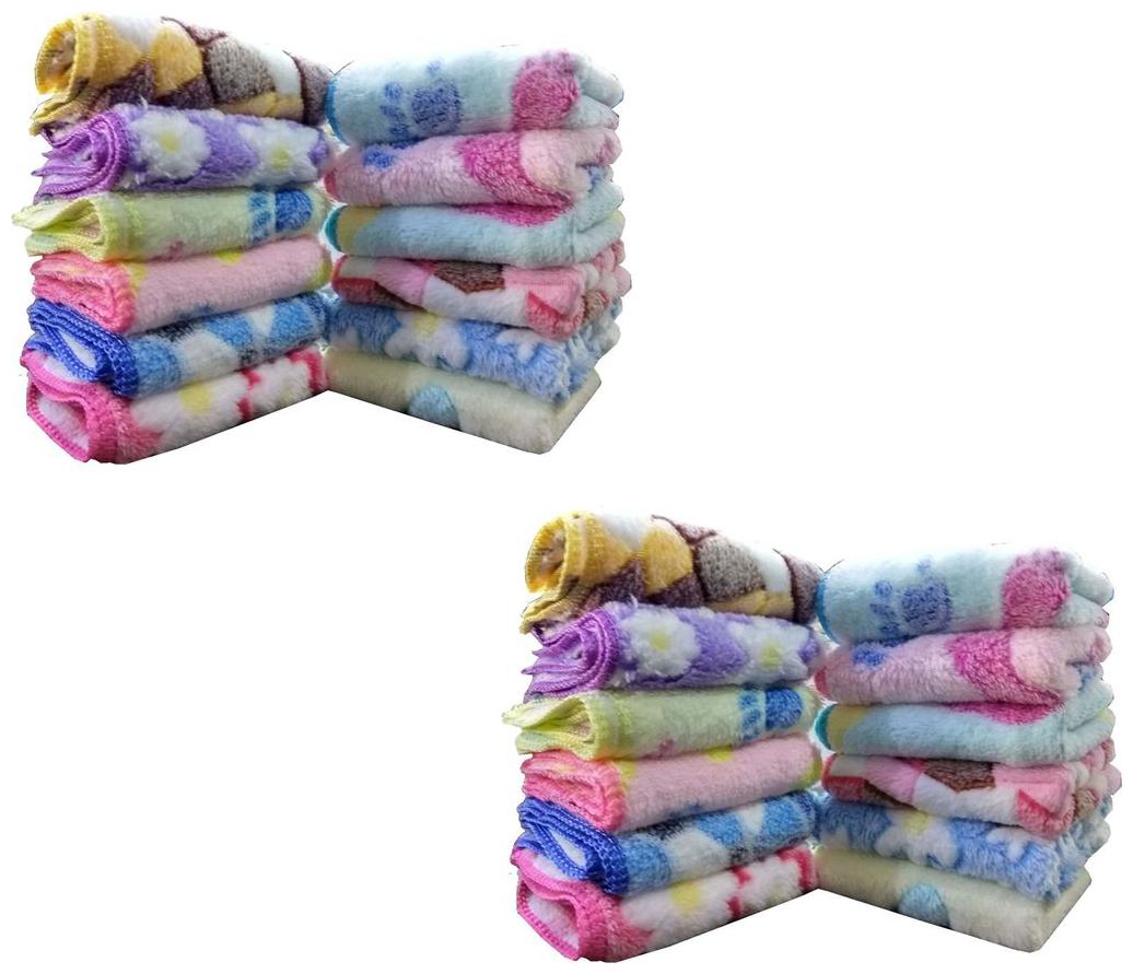 

Milap Multocolor Soft Face Towels Cum Hanky Set of 24