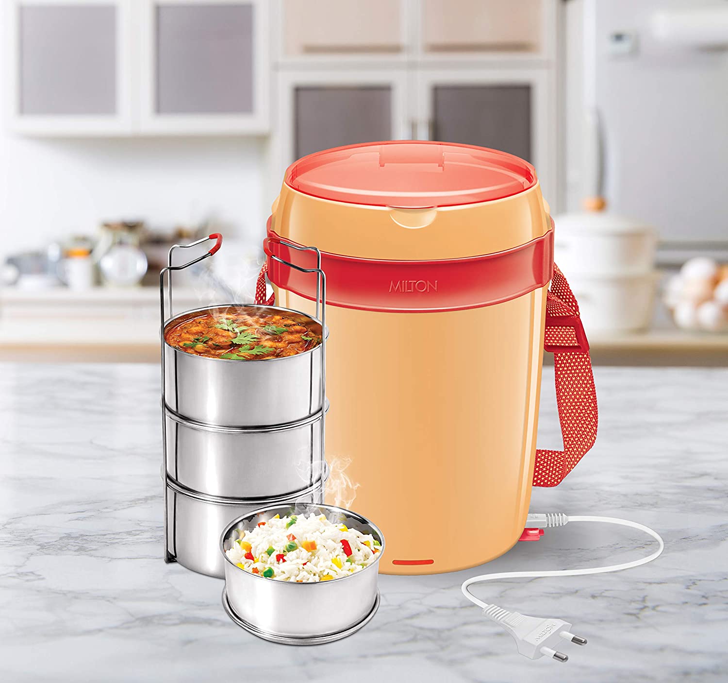 

Milton Futron 4 Containers Plastic Lunch Box-Orange