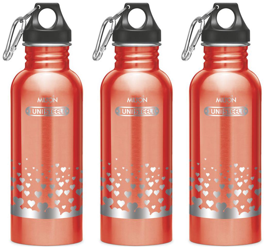 

Milton Alive Stainless Steel Fridge Water Bottle 750 ml Set Of 3 Red