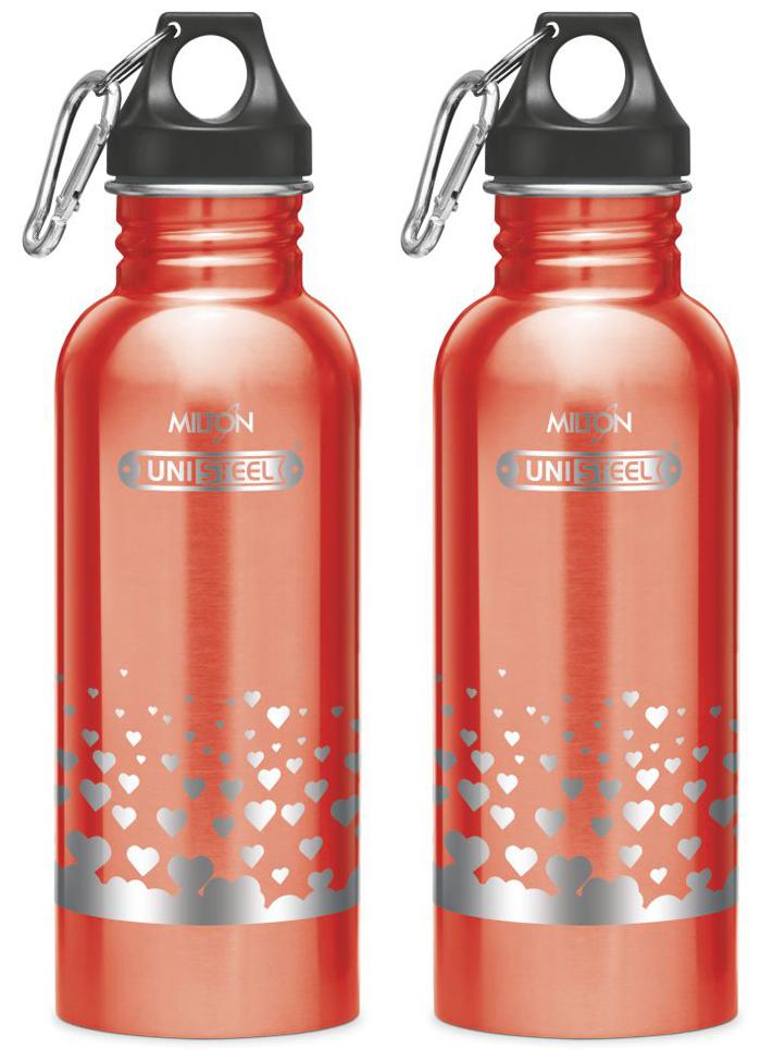 

Milton Alive Stainless Steel Fridge Water Bottle 750 ml Set Of 2 Red