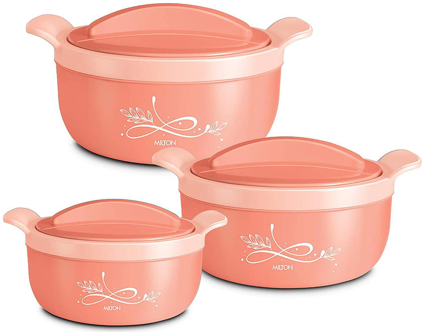 

Milton Crave Jr Inner Steel Casserole Gift Set of 3 Peach