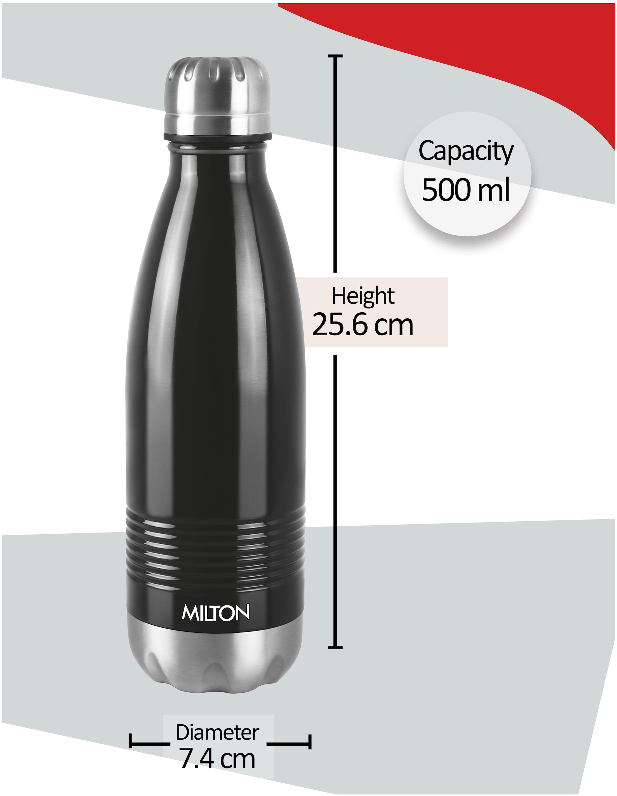 

Milton Duo Dlx Thermosteel 24 Hours Hot or Cold Water Bottle 500 ml Black