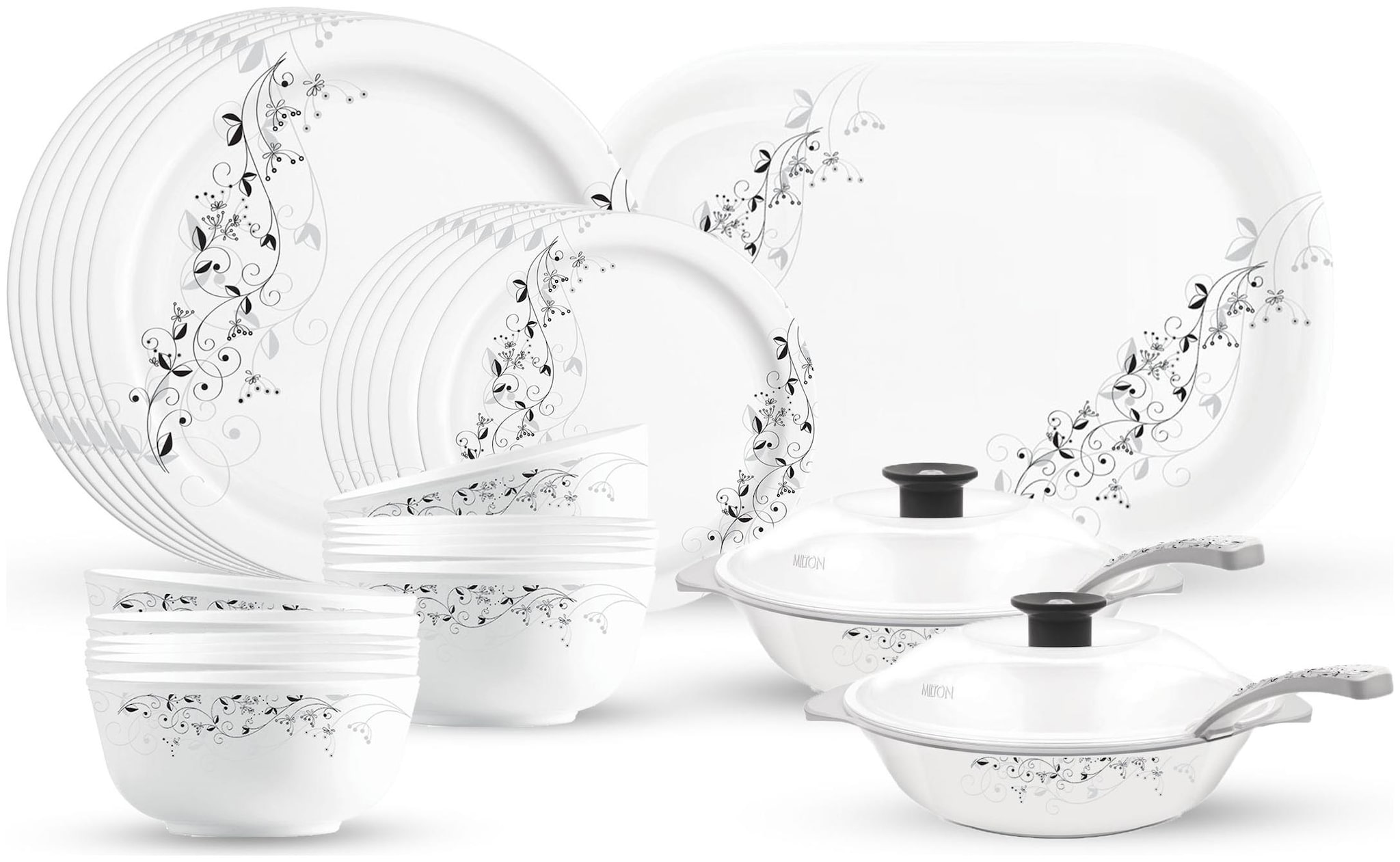 

Milton Lissome Round Melamine Dinner Set of 31 pcs Vine Ivory