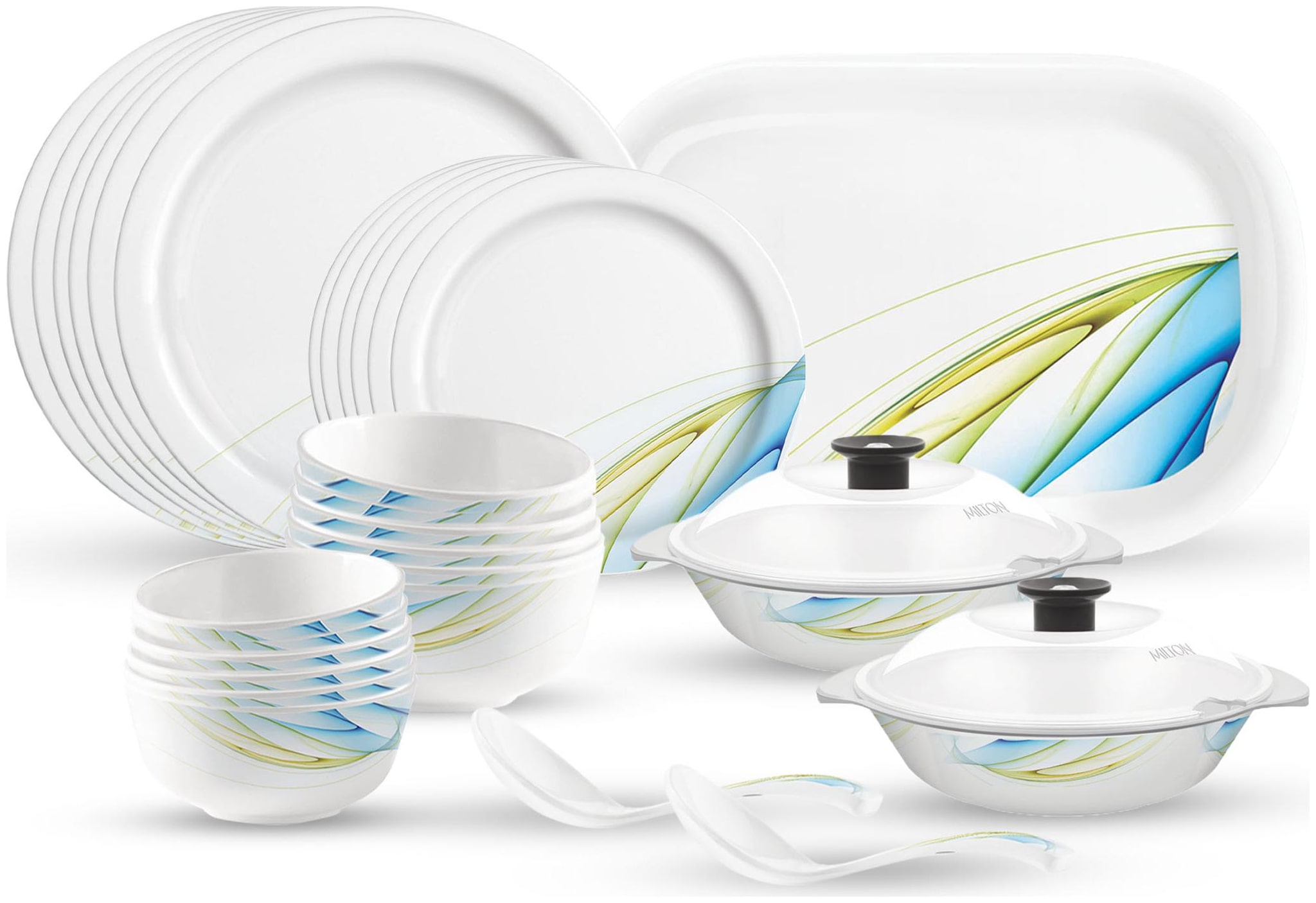

Milton Lissome Round Melamine Dinner Set of 31 pcs Blue Stroke