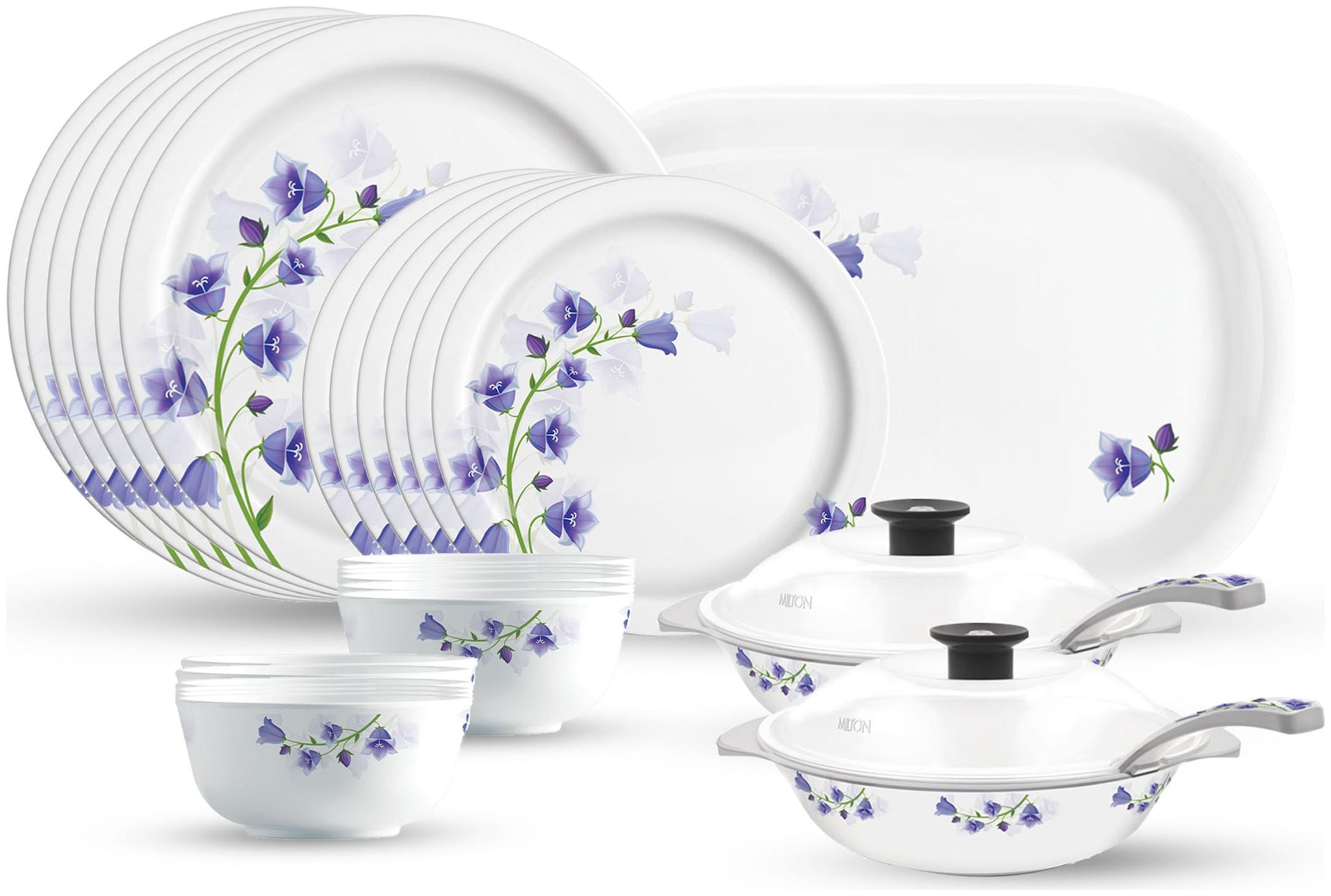 

Milton Lissome Square Melamine Round Dinner Set of 31 pcs Fiona White Blue