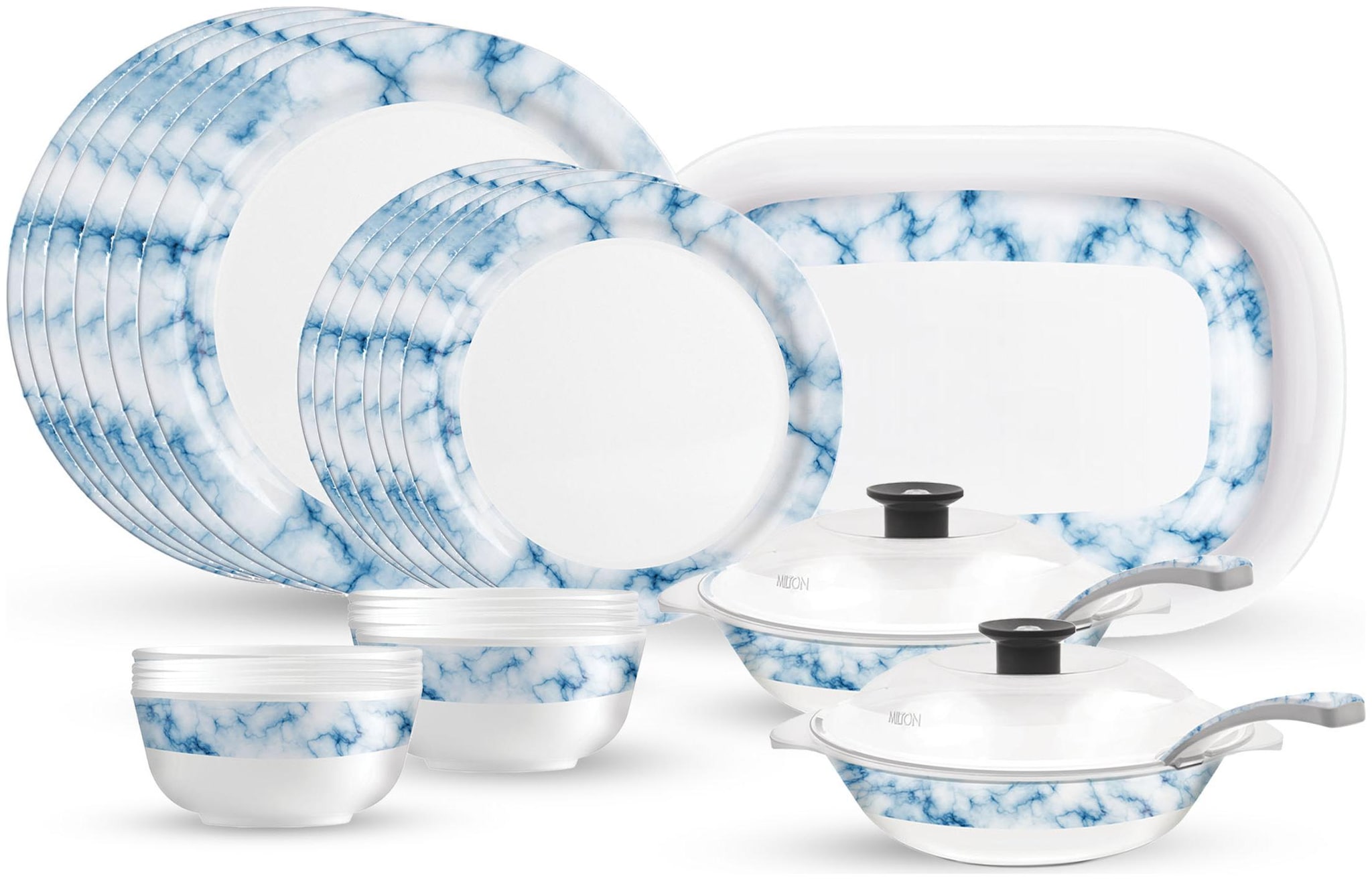 

Milton Lissome Round Melamine Dinner Set of 31 pcs Blue Marbo