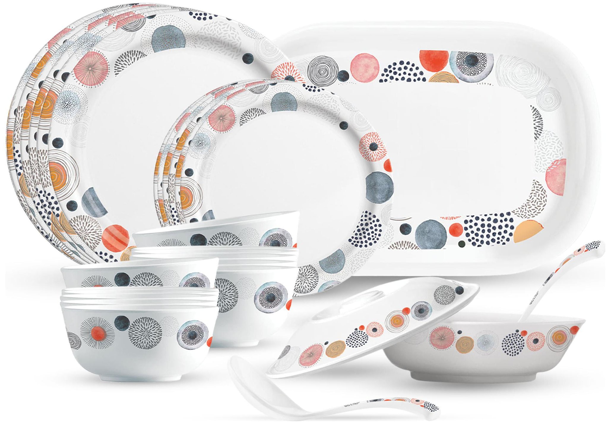 

Milton Lissome Round Melamine Dinner Set of 31 Pcs Linia Multi