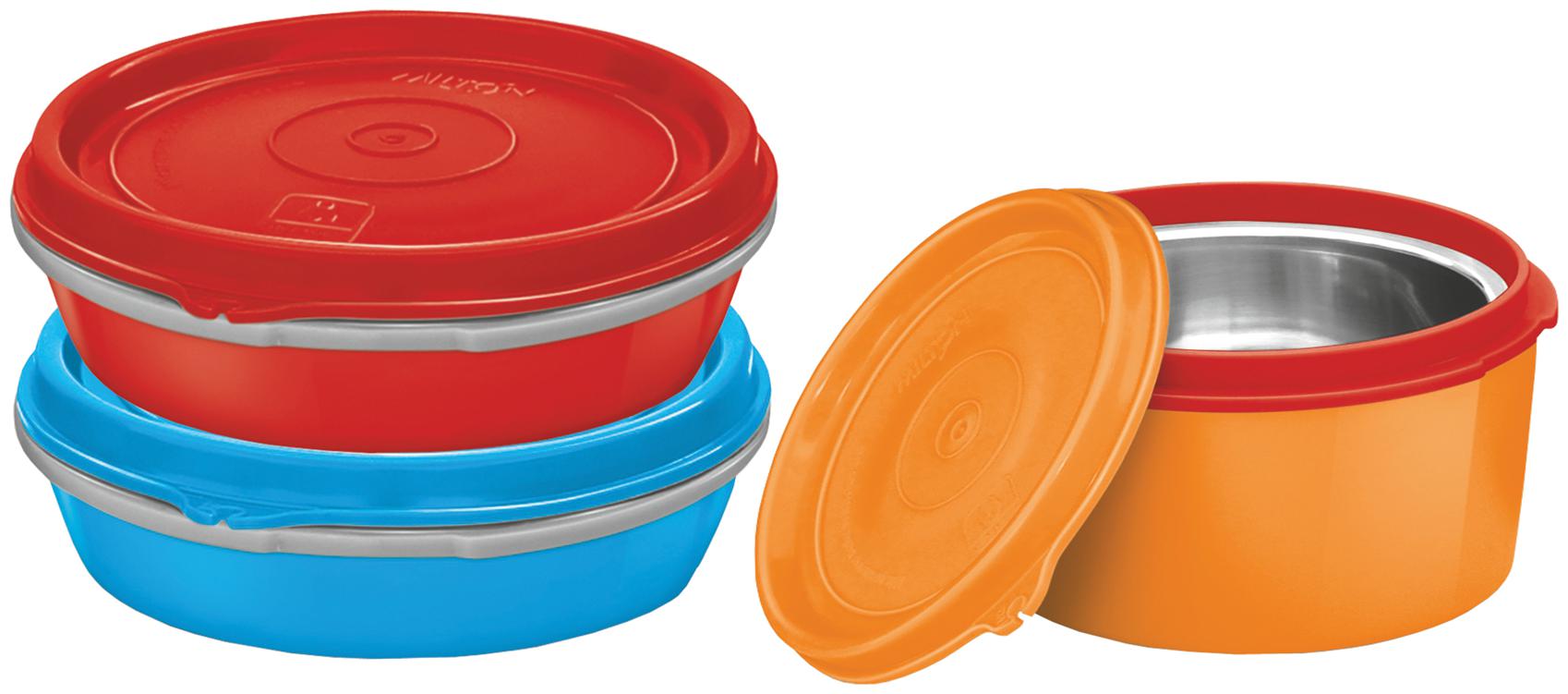 

Milton Microwave Safe Inner Steel Tiffin Container Set of 3