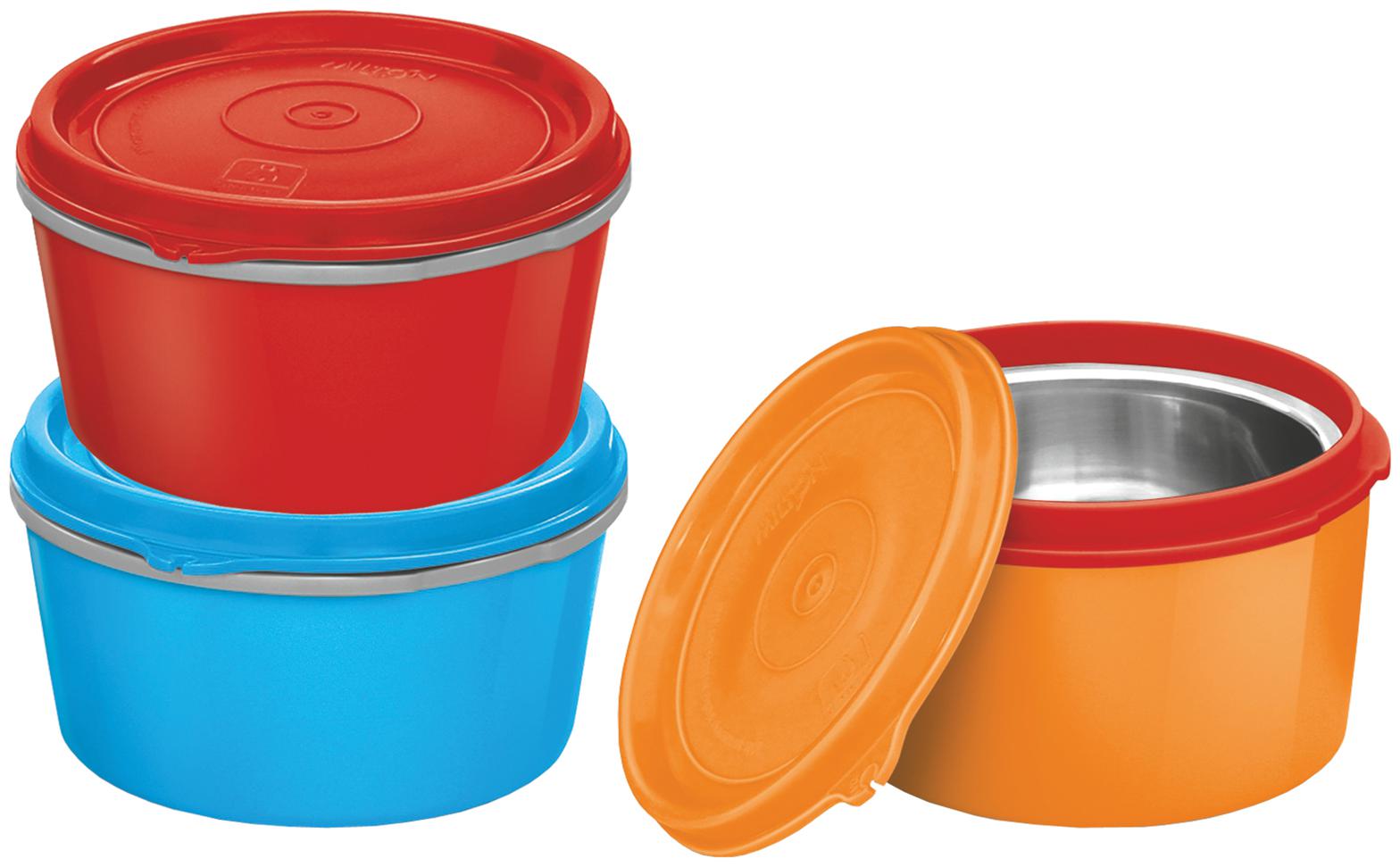 

Milton Microwave Safe Inner Steel Tiffin Container Set of 3