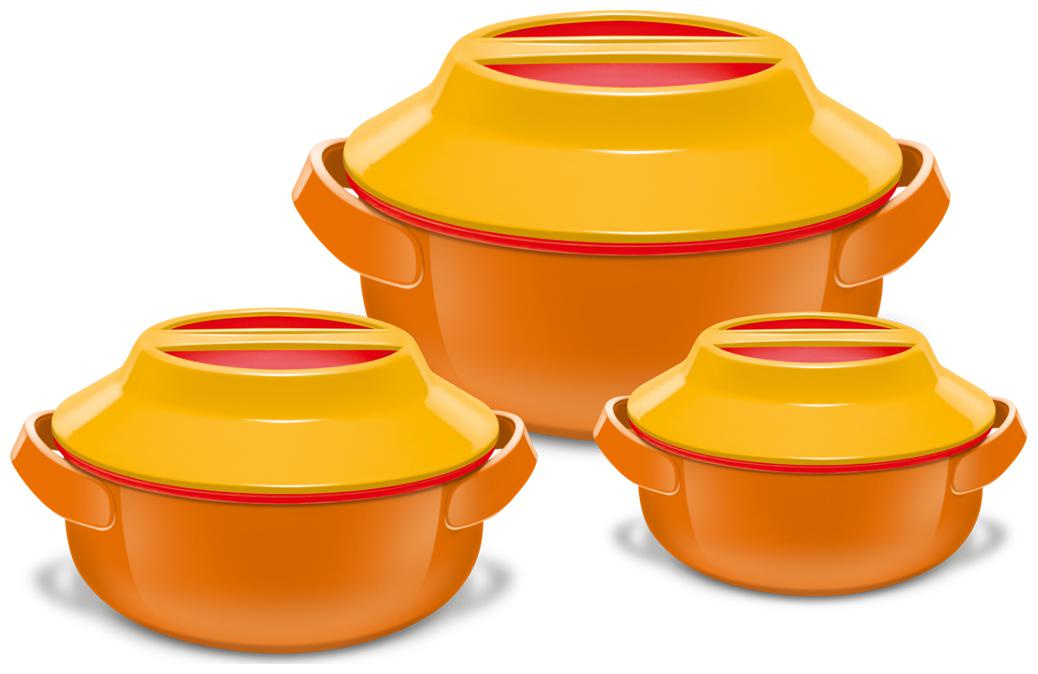 

Milton Microwow Insulated Thermoware Jr Casserole Gift Set Set Of 3 Orange