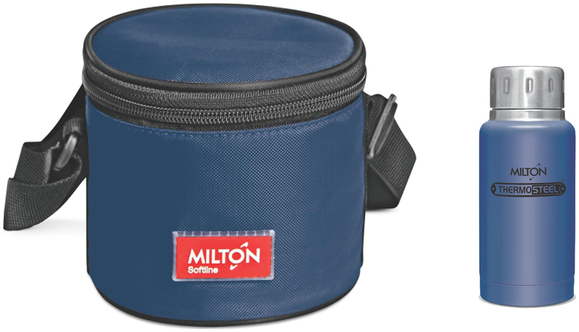 

Milton Small Healthy Meal Softline Lunch Pack with 160 ml Elfin Thermosteel Insulated Steel Bottle Blue