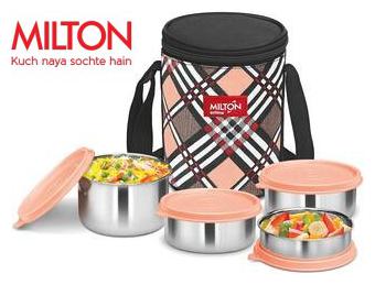 

Milton Smart Meal Lunch Box With 4 Stainless Steel Containers Strap Peach