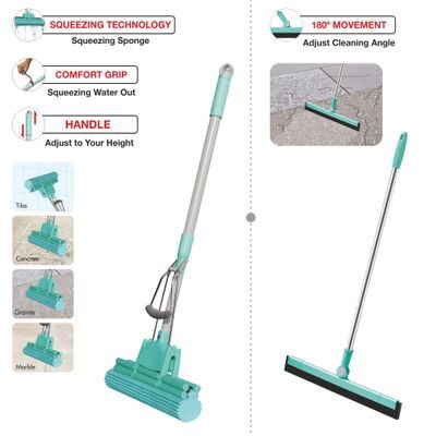 

Milton SpotZero 2 pc Cleaning Combo PVA Sponge Mop with 180 Degree Water Wiper