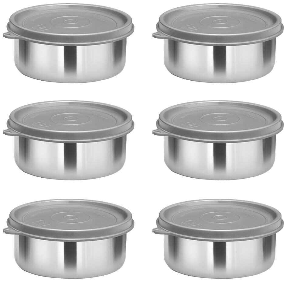 

Milton Stainless Steel Lunch Container Leak Proof Tiffin Daba for Office 320 ML Each Set of 6 Grey