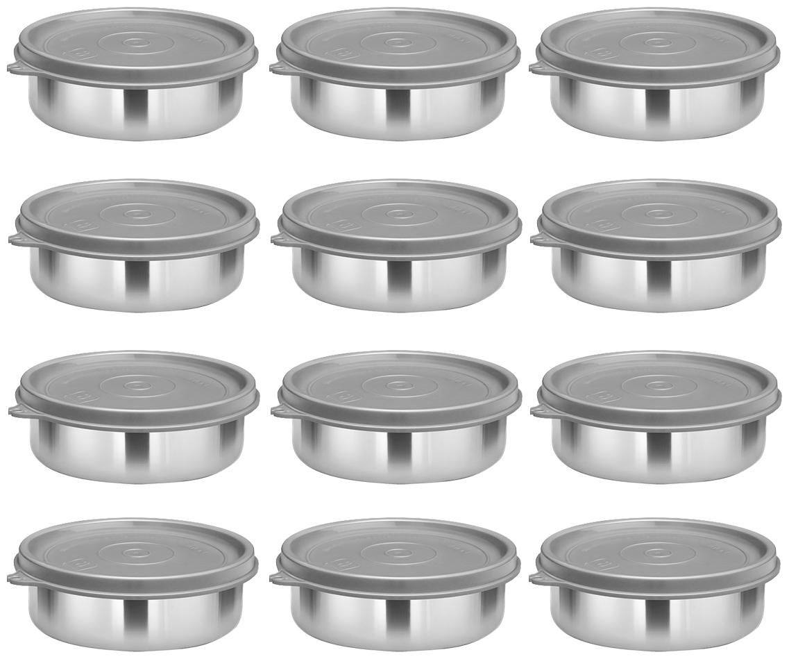 

Milton Stainless Steel Lunch Container Leak Proof Tiffin Daba for Office 200 ML Each Set of 12 Grey
