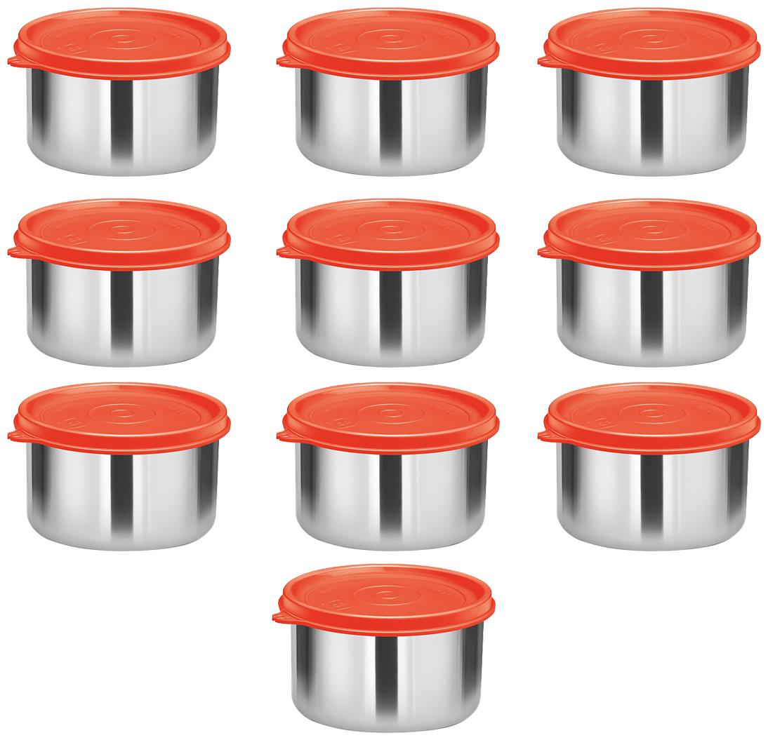 

Milton Stainless Steel Lunch Container Leak Proof Tiffin Daba for Office 500 ML Each Set of 10 Red