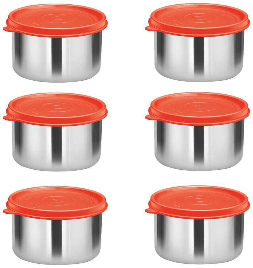 

Milton Stainless Steel Lunch Container Leak Proof Tiffin Daba for Office 500 ML Each Set of 6 Red