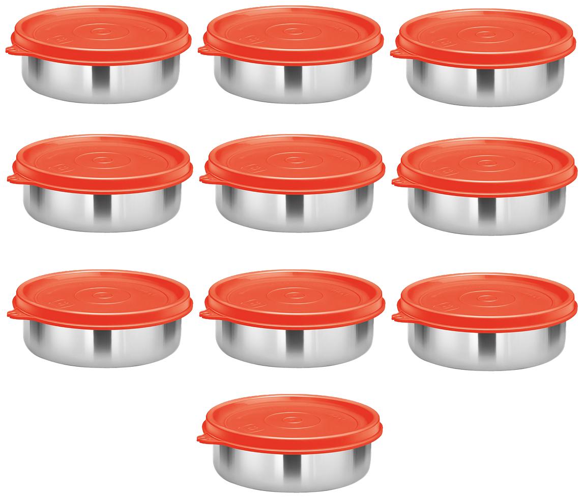 

Milton Stainless Steel Lunch Container Leak Proof Tiffin Daba for Office 200 ML Each Set of 10 Red
