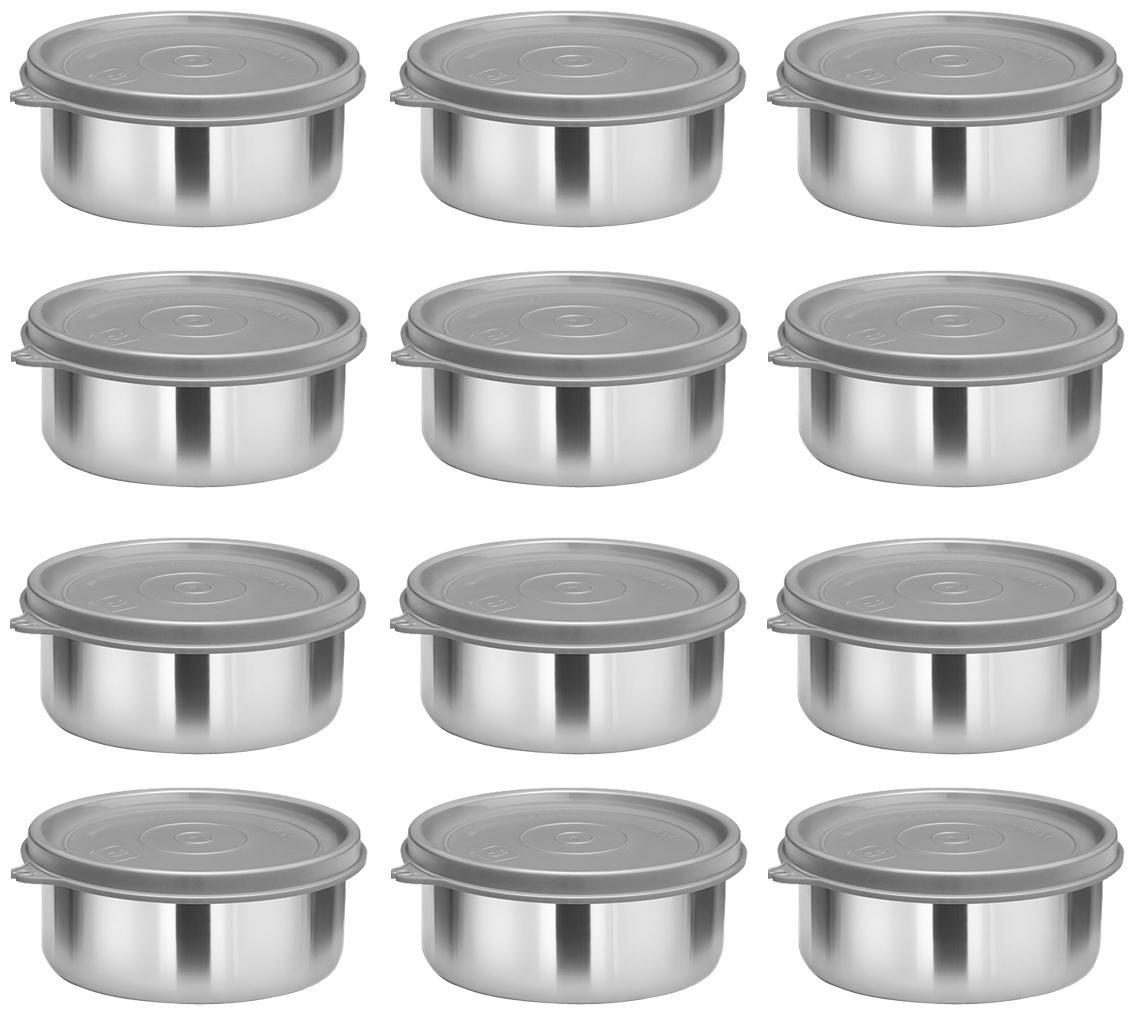 

Milton Stainless Steel Lunch Container Leak Proof Tiffin Daba for Office 320 ML Each Set of 12 Grey