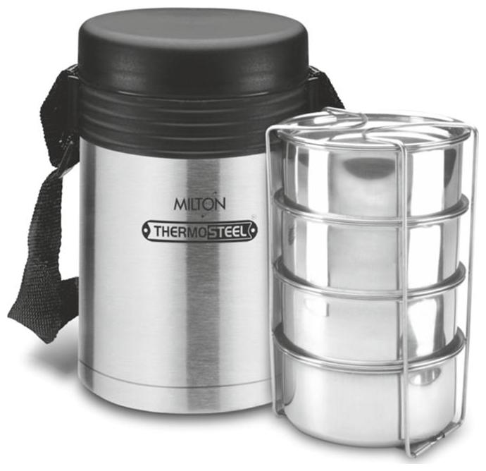 

Milton Tuscany 4 Insulated Thermosteel Tiffin with Lid 1 PC 260 ml each Silver