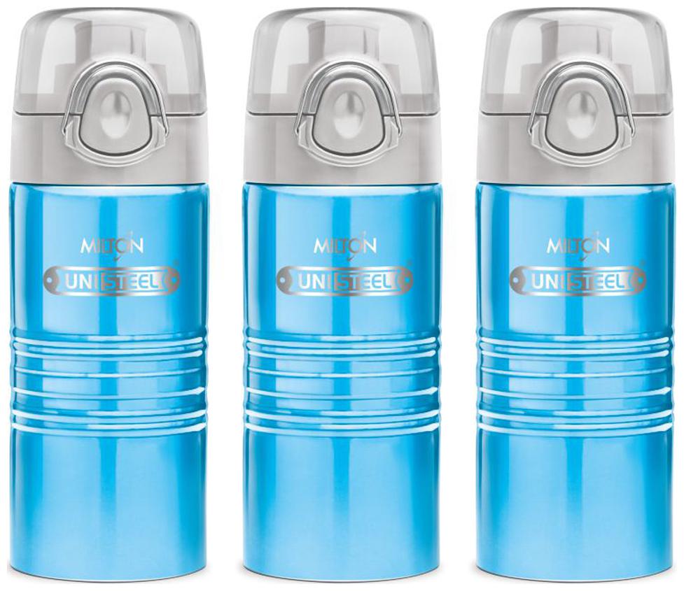 

Milton Vogue Stainless Steel Fridge Water Bottle 500 ml Set Of 3 Cyan