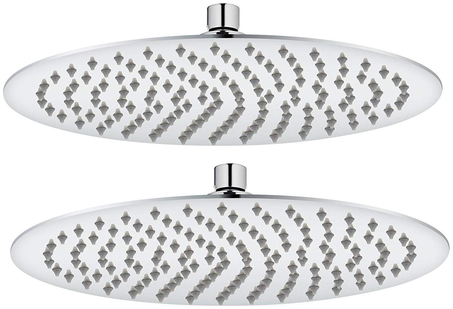 

MILY 8 inch ULaSlim Heavy SS Round Rain Shower Head without Arm -Pack of 2