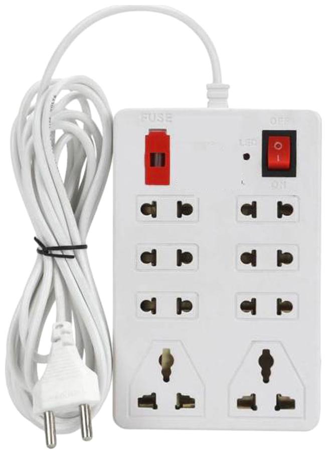 

Unique Multi Pin White Extension Board ( 3 m 8 Socket 1 Switches)