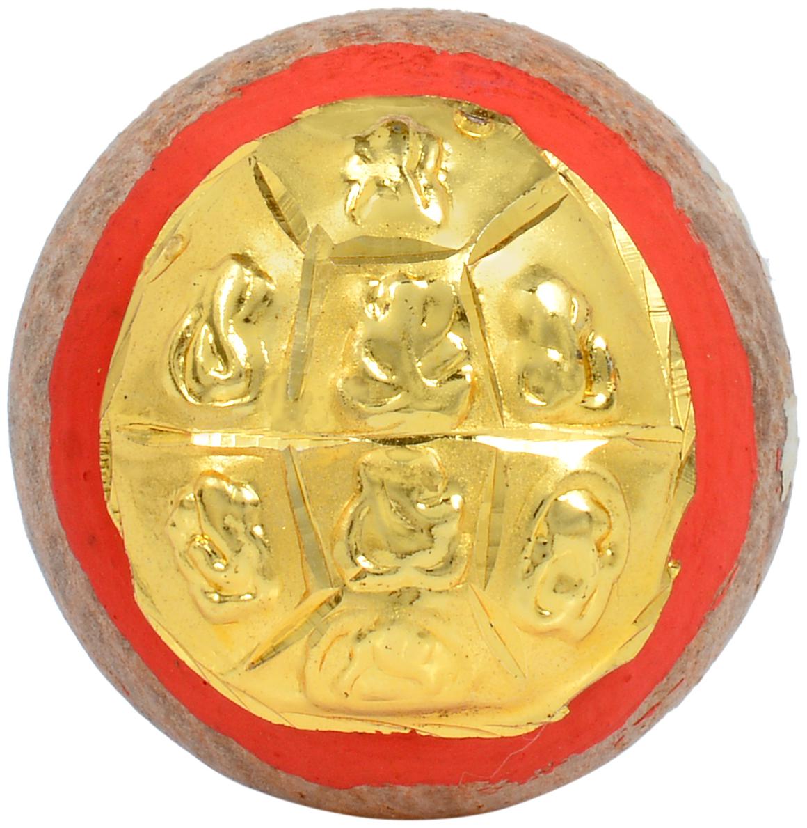 

MissMister Ashtmudra (8) mudra Ganpati Ganesh 24T Gold covered plate infused on genuine supari (betel) idol
