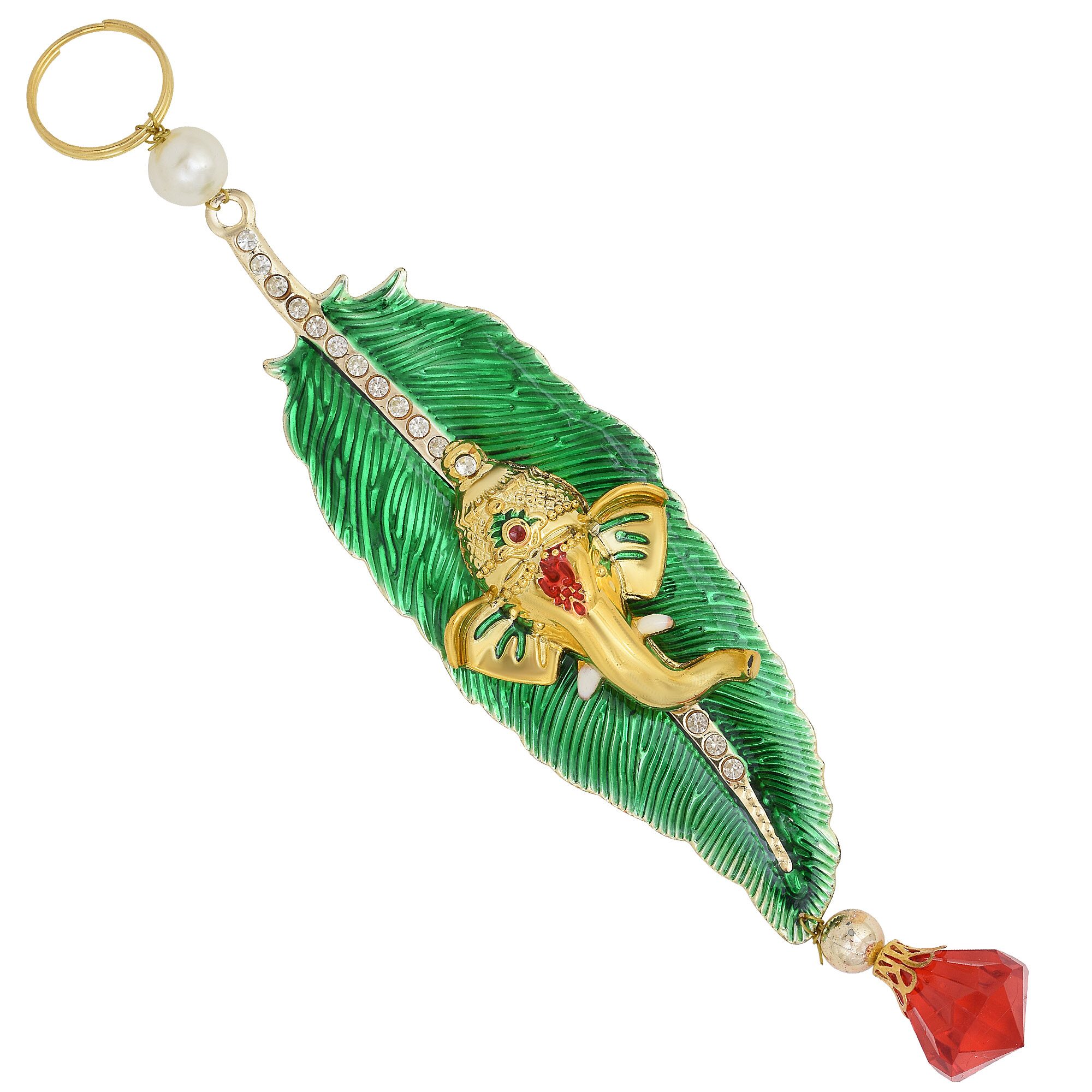 

MissMister Brass Green Colour Pan Shape Ganesh Image Wall Main Door Hanging Home Decor Spiritual Item