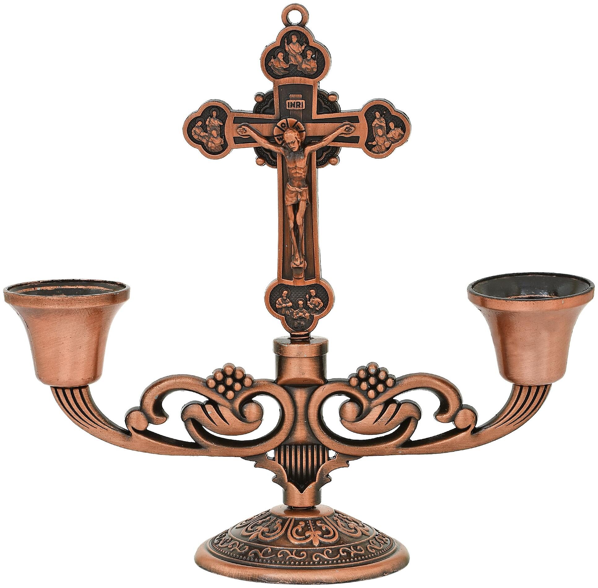 

Missmister Vintage Mantle Cross Candle Stand Home Decor Christian Jesus Item