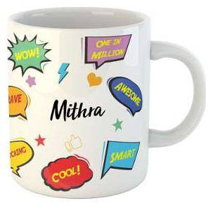 Mithra Name Printed Ceramic Coffee Mug. Best Gift For Birthday by Impresion