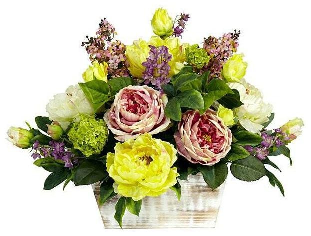 

Mixed Floral Arrangement with White Wash Planter White