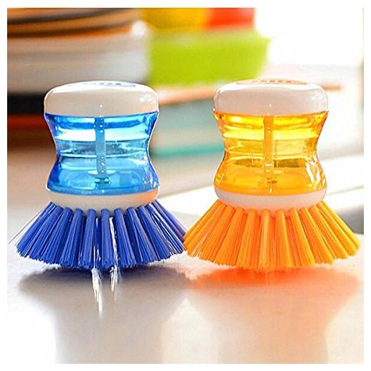 

Mixoma Premium Quality Dish Washbasin Plastic Cleaning Brush with Liquid Soap Dispenser (Pack of 2Pcs) Assorted Colors
