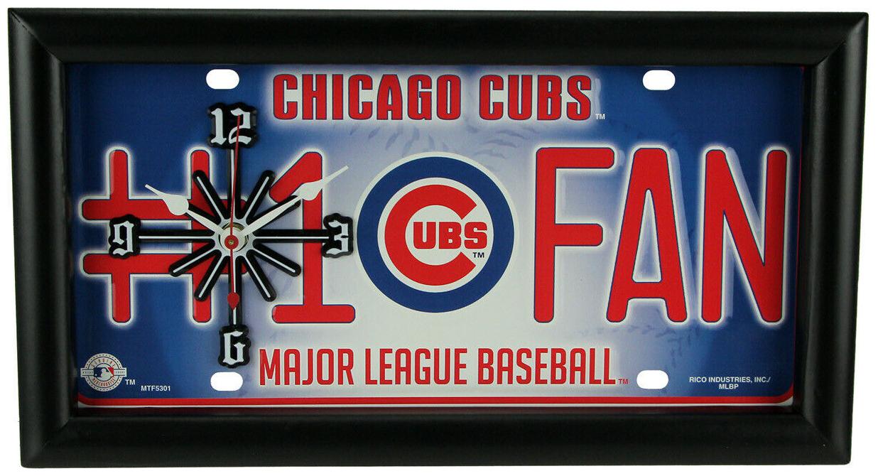 

MLB Chicago Cubs Number 1 Fan License Plate Mantel or Wall Clock