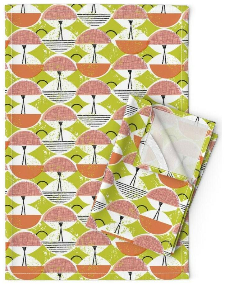 

Mod Emu Mid Century Modern Abstract Linen Cotton Tea Towels by Roostery Set of 2