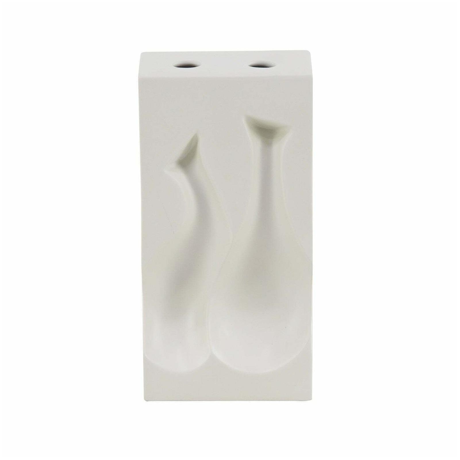 

Modern 12 x 6 Inch Rectangular Ceramic Vase White Medium (8 -15 )