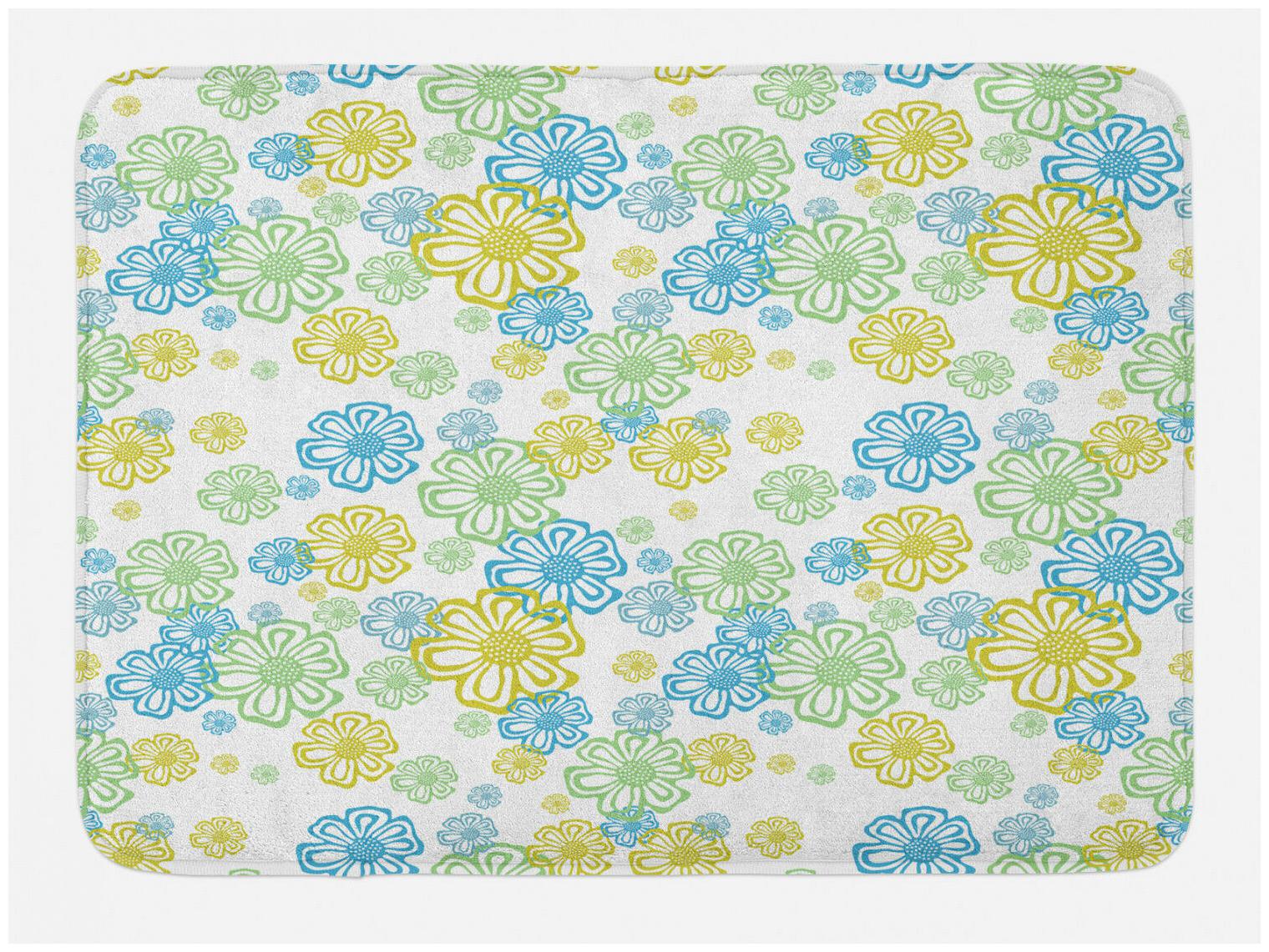 

Modern Bath Mat Ornate Flourish Pattern Non-Slip Plush Mat 29 5 X 17 5 Inches