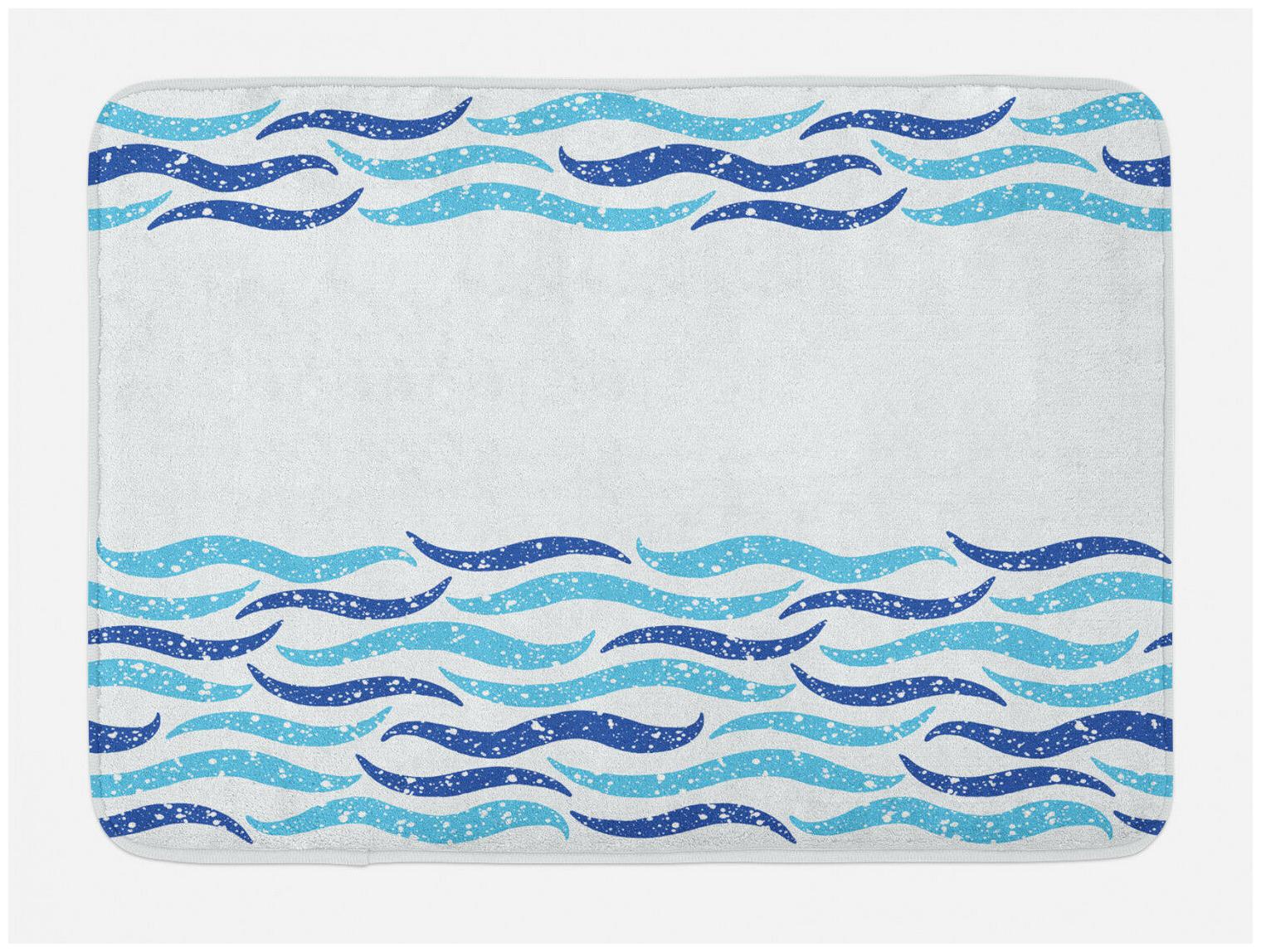 

Modern Bath Mat Ocean Life Sea Waves Non-Slip Plush Mat 29 5 X 17 5 Inches