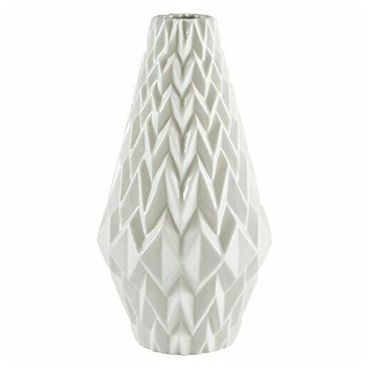 

Modern Geometric Pattern Decorative Stoneware Vase Large Centerpiece 12 25 H New