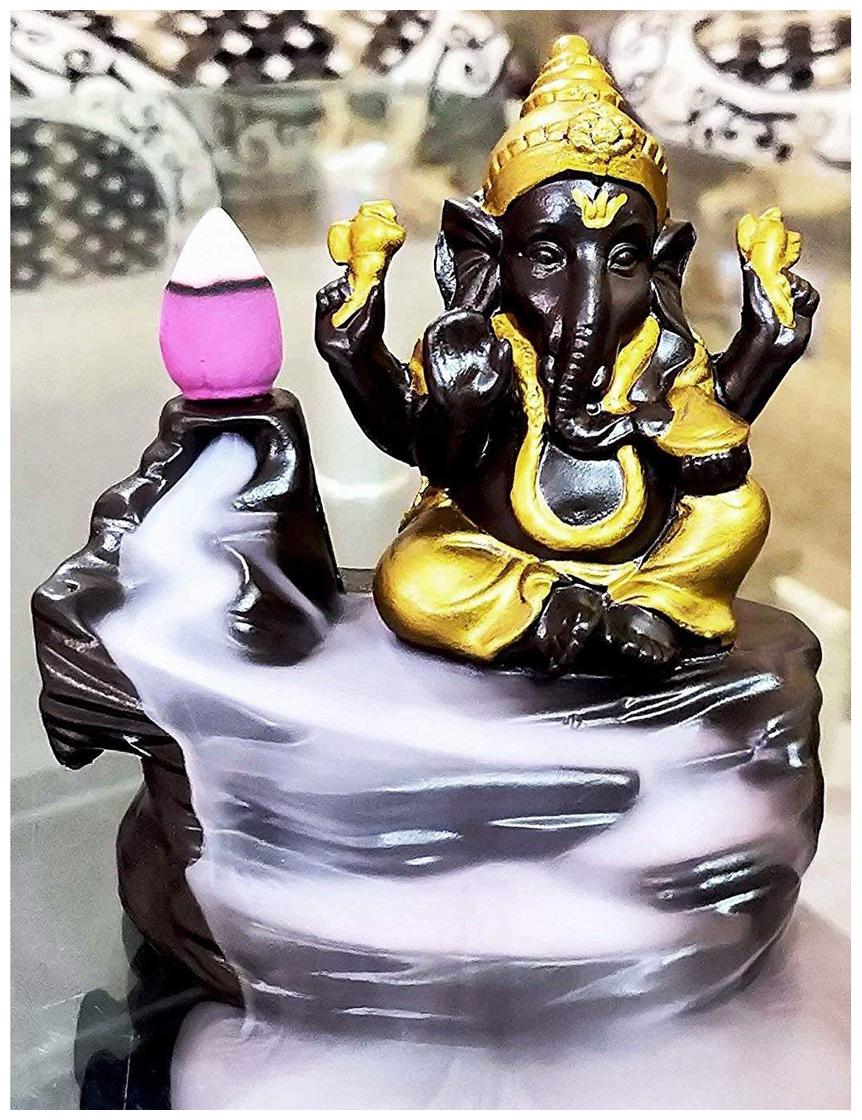 

Monk ganesh ji with free10 smoke cones (Golden colour)