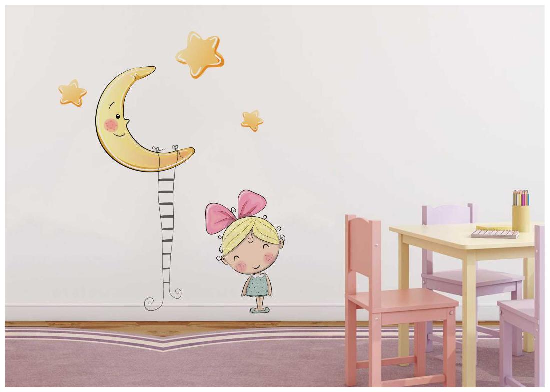 

Rawpockets Wall Stickers Moon and Girl Wall Decal Sticker