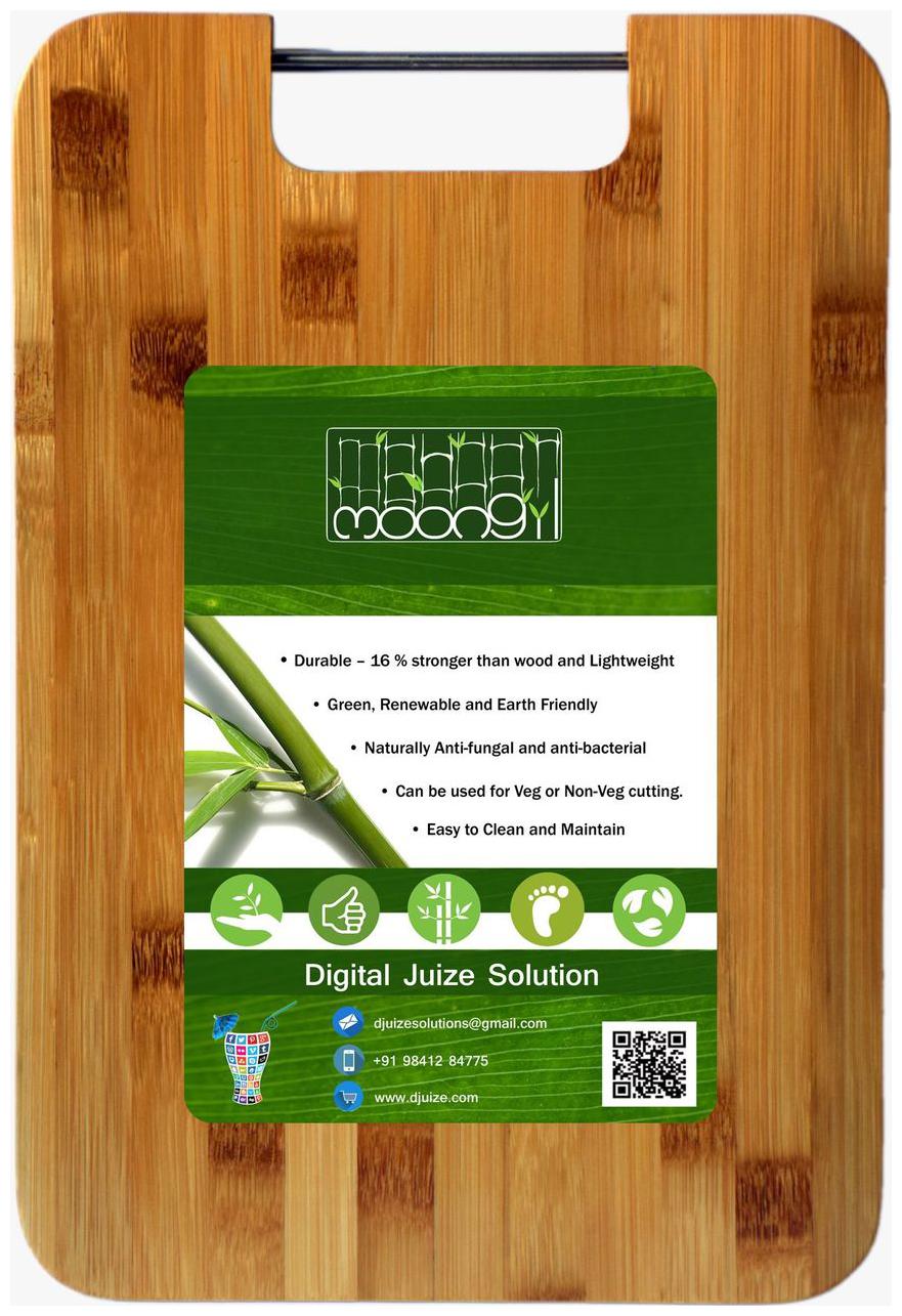 

Moongil Cutting and Chopping Bamboo Wood board best for vegetable and meat cutting- Steel Handle