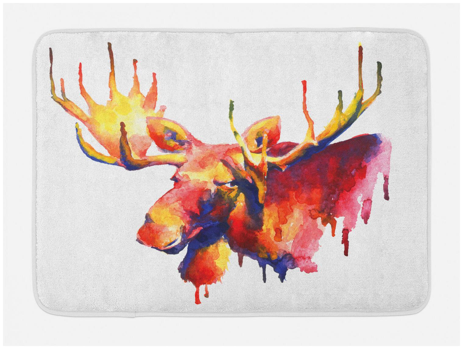 

Moose Bath Mat Psychedelic Watercolors Non-Slip Plush Mat 29 5 X 17 5 Inches