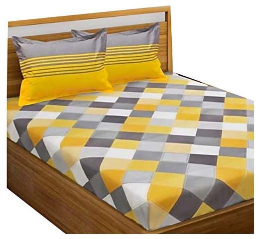 

Morado Cotton Geometric Double Size Bedsheet 300 TC ( 1 Bedsheet With 2 Pillow Covers Yellow )