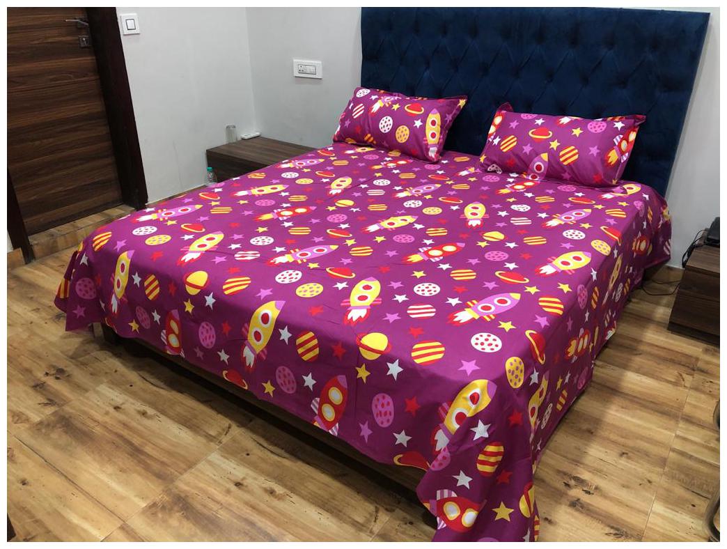 

Morado Cotton Printed Double Size Bedsheet 144 TC ( 1 Bedsheet With 2 Pillow Covers Multi )