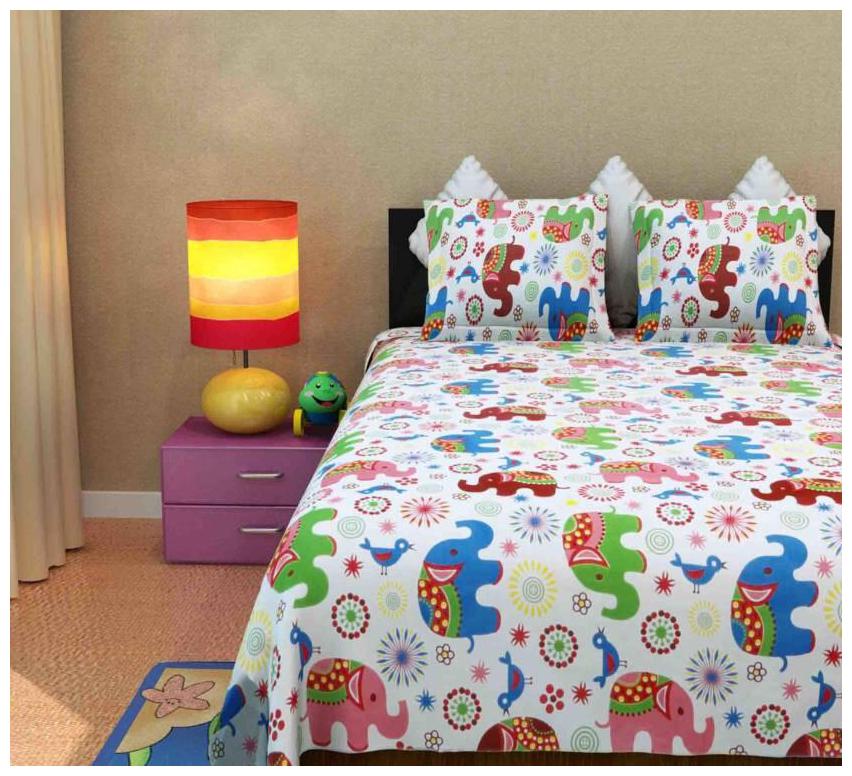 

Morado Cotton Printed Double Size Bedsheet 144 TC ( 1 Bedsheet With 2 Pillow Covers Multi )