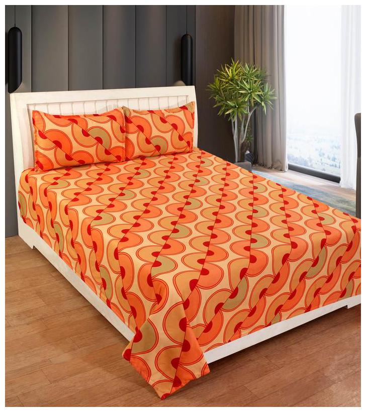 

Morado Cotton Printed Double Size Bedsheet 400 TC ( 1 Bedsheet With 2 Pillow Covers Orange )