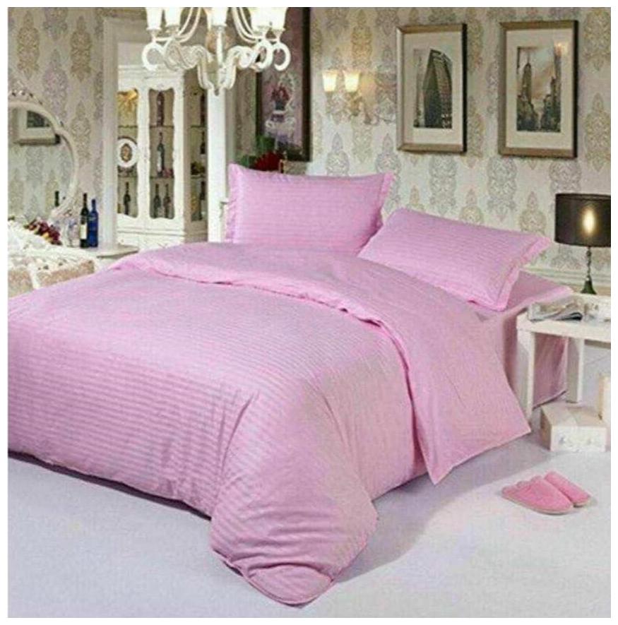 

Morado Cotton Striped Double Size Bedsheet 144 TC ( 1 Bedsheet With 2 Pillow Covers Pink )