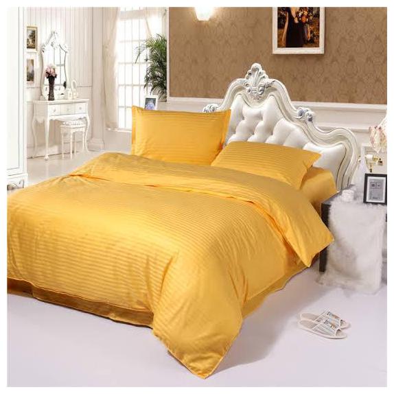 

Morado Cotton Striped Double Size Bedsheet 144 TC ( 1 Bedsheet With 2 Pillow Covers Golden )