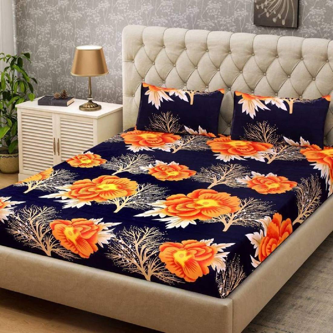

Morado Cotton Floral Double Size Bedsheet 180 TC ( 1 Bedsheet With 2 Pillow Covers Multi )